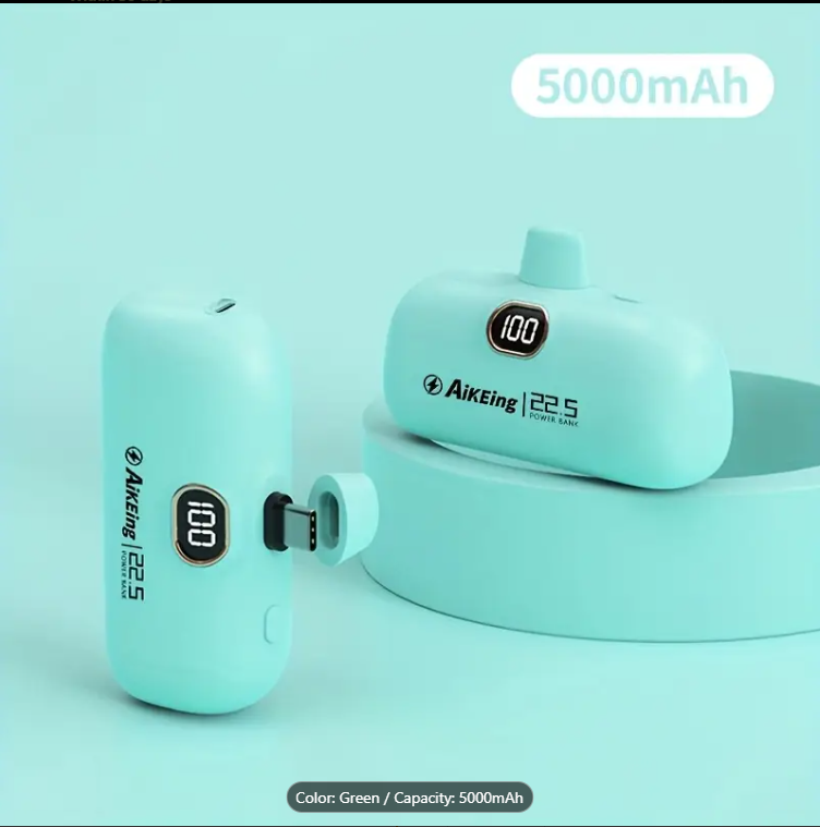 Aikeing 5000mAh Mini Portable Charger With Built-in Type-C Connector