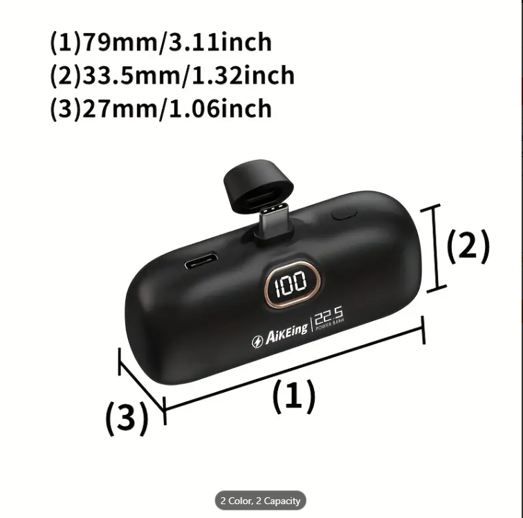 Aikeing 5000mAh Mini Portable Charger With Built-in Type-C Connector